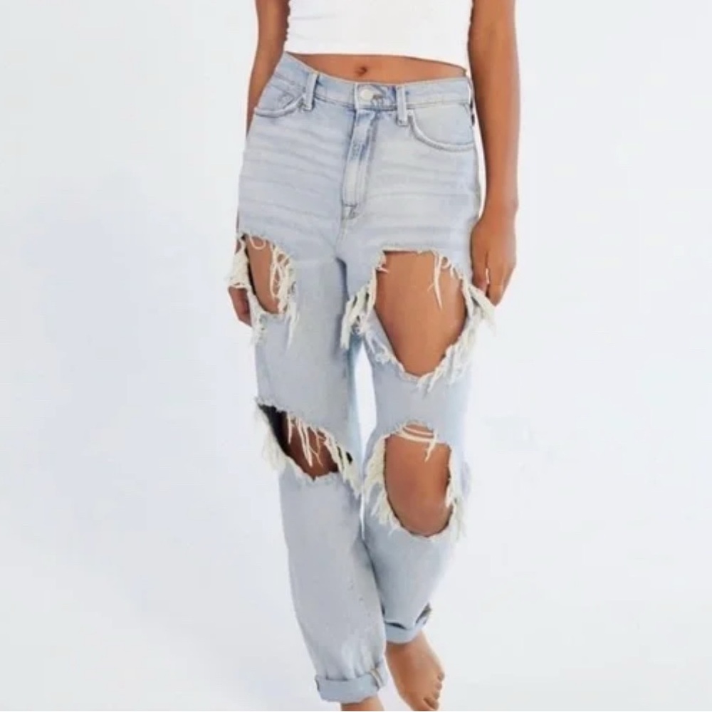 BDG Light Blue Distressed Mom Jeans